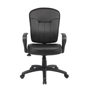 Black Leatherplus Task Chair With Loop Arms - B1562, B1562